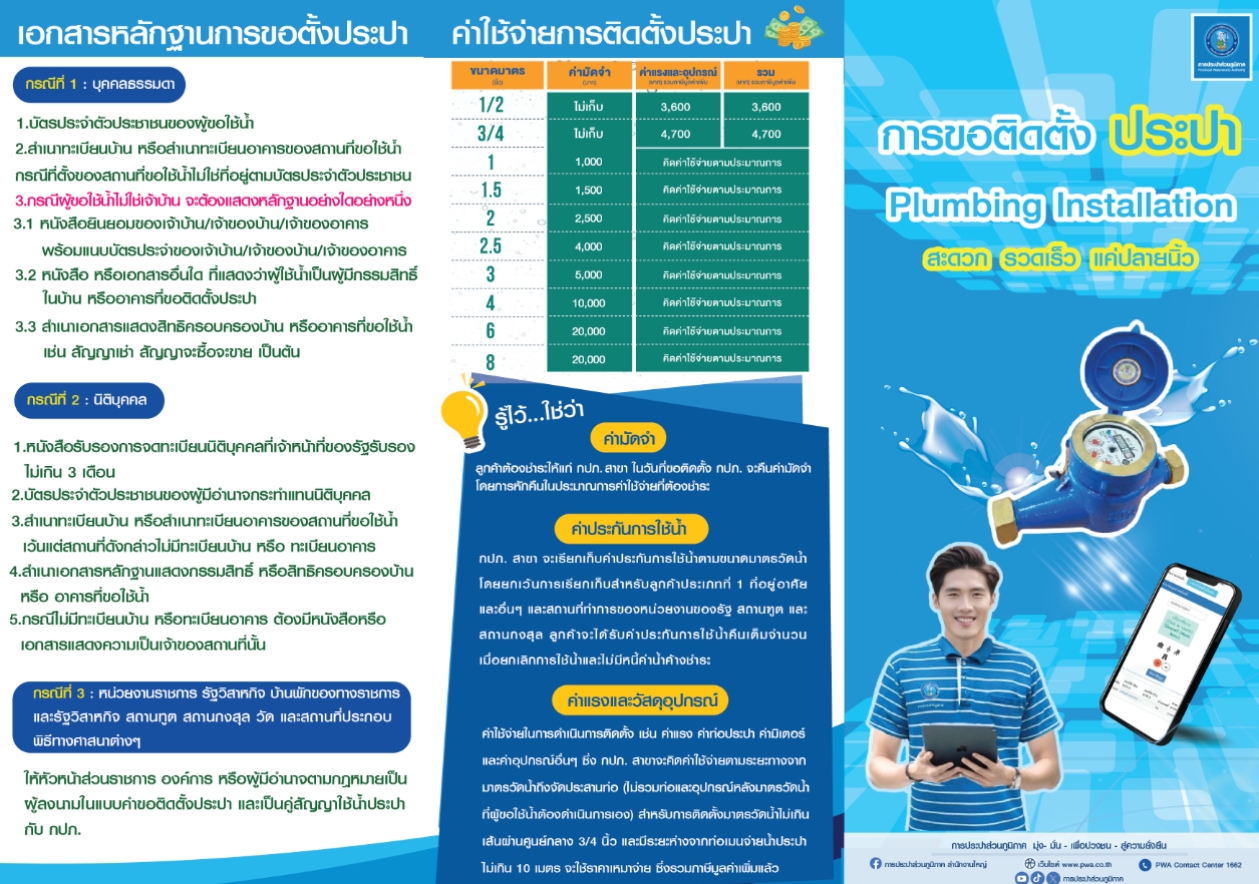 การขอติดตั้งประปา Plumbing